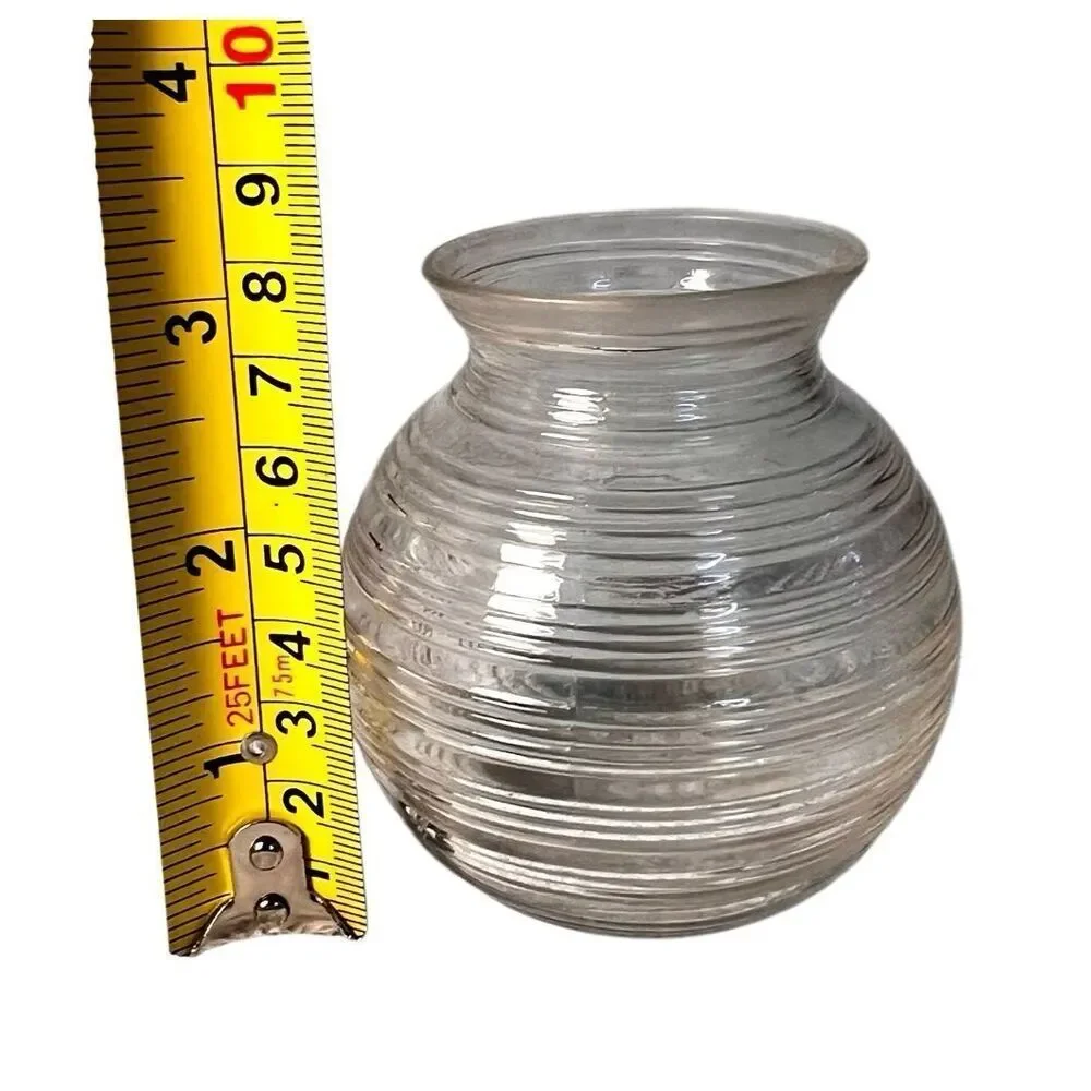 Vintage Clear Depression Glass Small Ribbed Bee Hive Vase